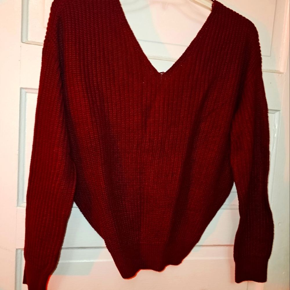 Burgundy Sweater with Knotted back - small